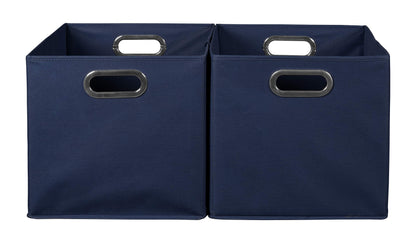 Niche Cubo Set of 2 Foldable Fabric Storage Bin with Label Holder- Blue