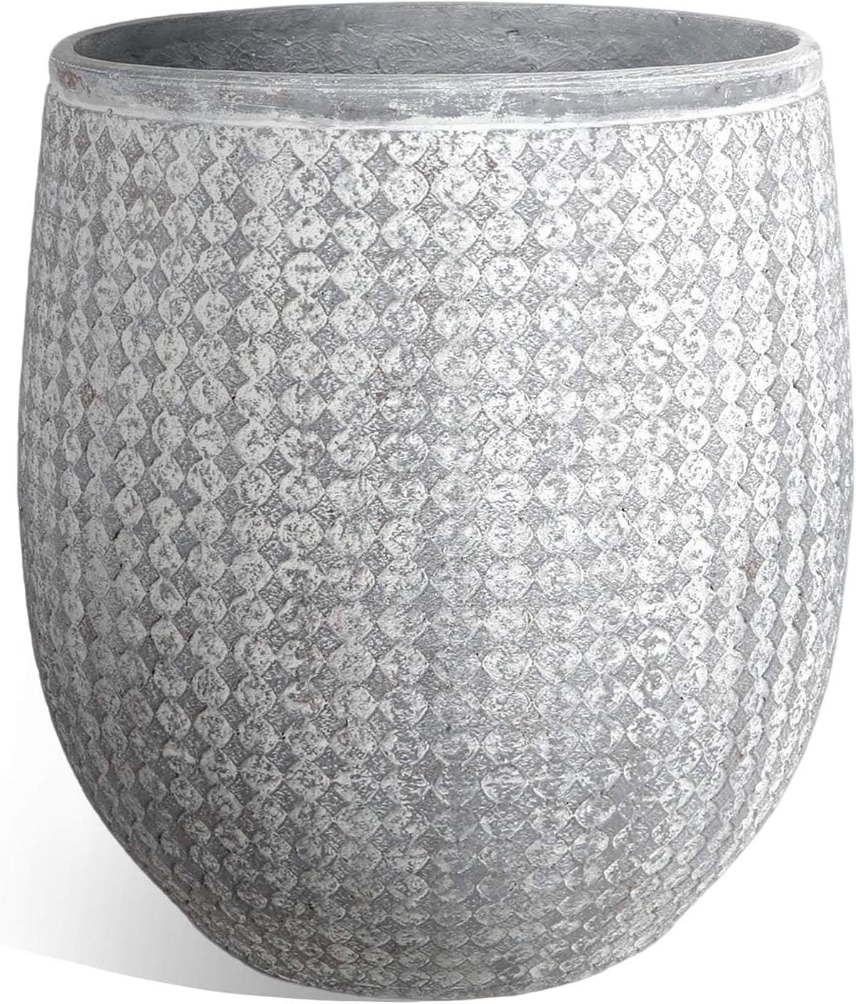 Worth Garden Large Grey Round Planter – 14.5" Dia x 17.5" H Lightweight Magnesium Oxide Cement