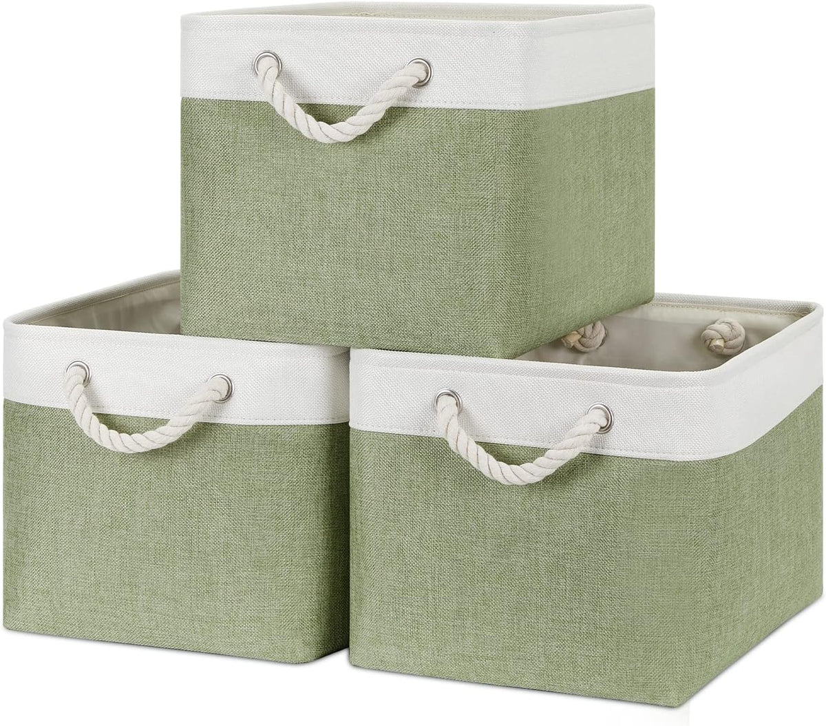 Bidtakay Large Fabric Baskets for Organizing [3-pack] Closet Organizers and Storage Baskets for
