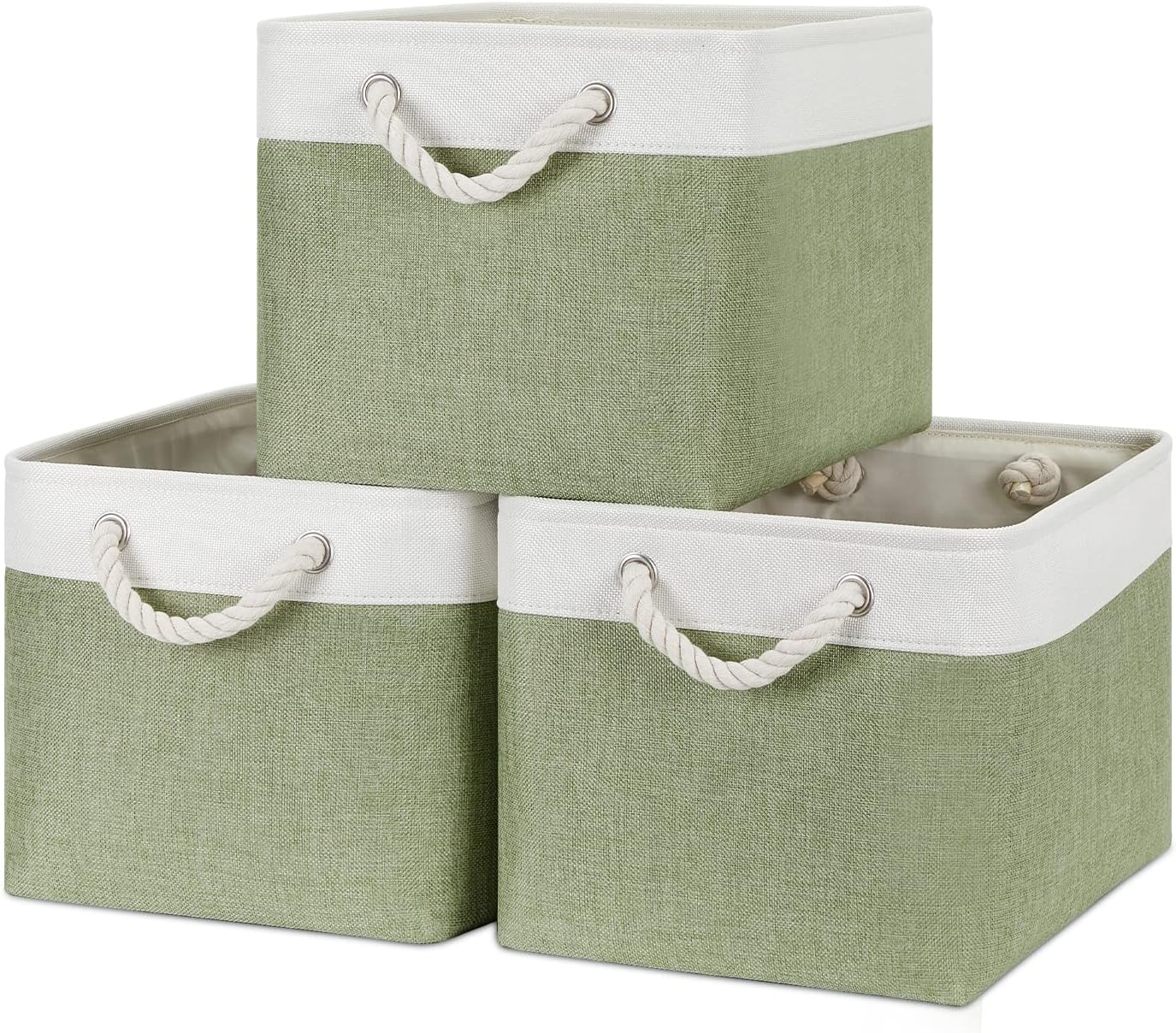 Bidtakay Large Fabric Baskets for Organizing [3-pack] Closet Organizers and Storage Baskets for
