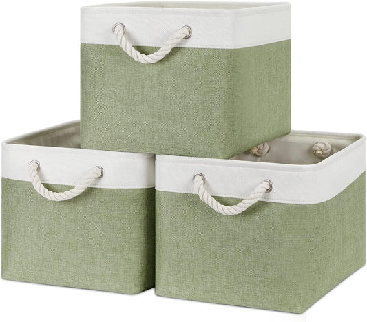 Bidtakay Large Fabric Baskets for Organizing [3-pack] Closet Organizers and Storage Baskets for