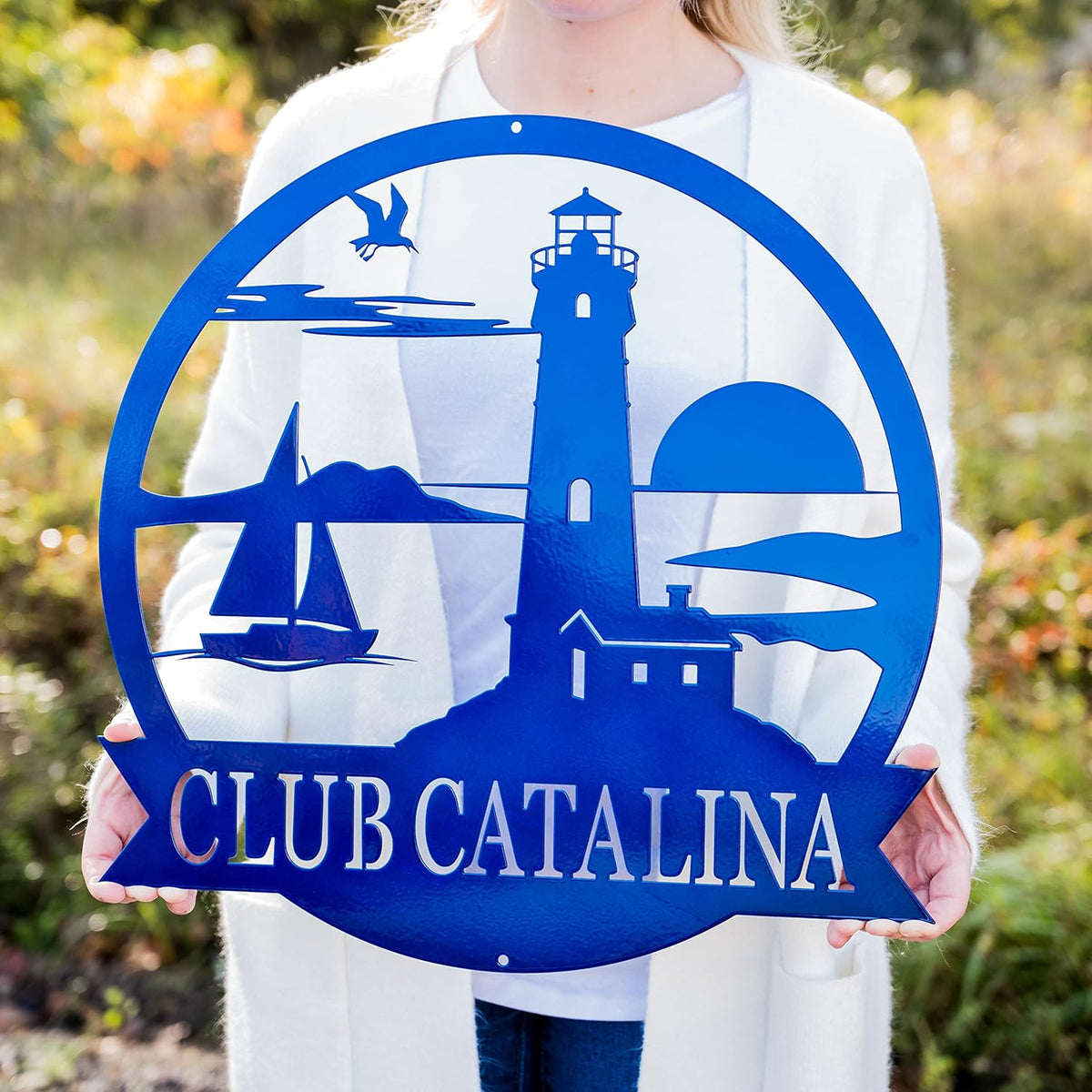 Custom Lighthouse Decor | Personalized Beach Coastal Lake House Decor | Metal Sign Wall Art Sailing