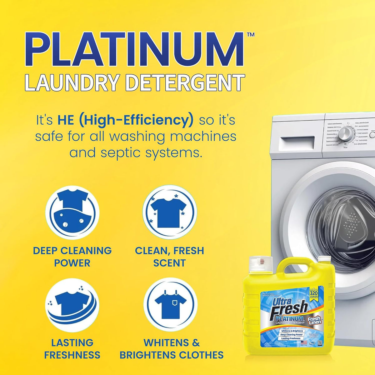 Ultra Fresh 2 Pack Platinum Liquid Laundry Detergent up to 320 Loads, Fresh Linen - Deep Cleaning