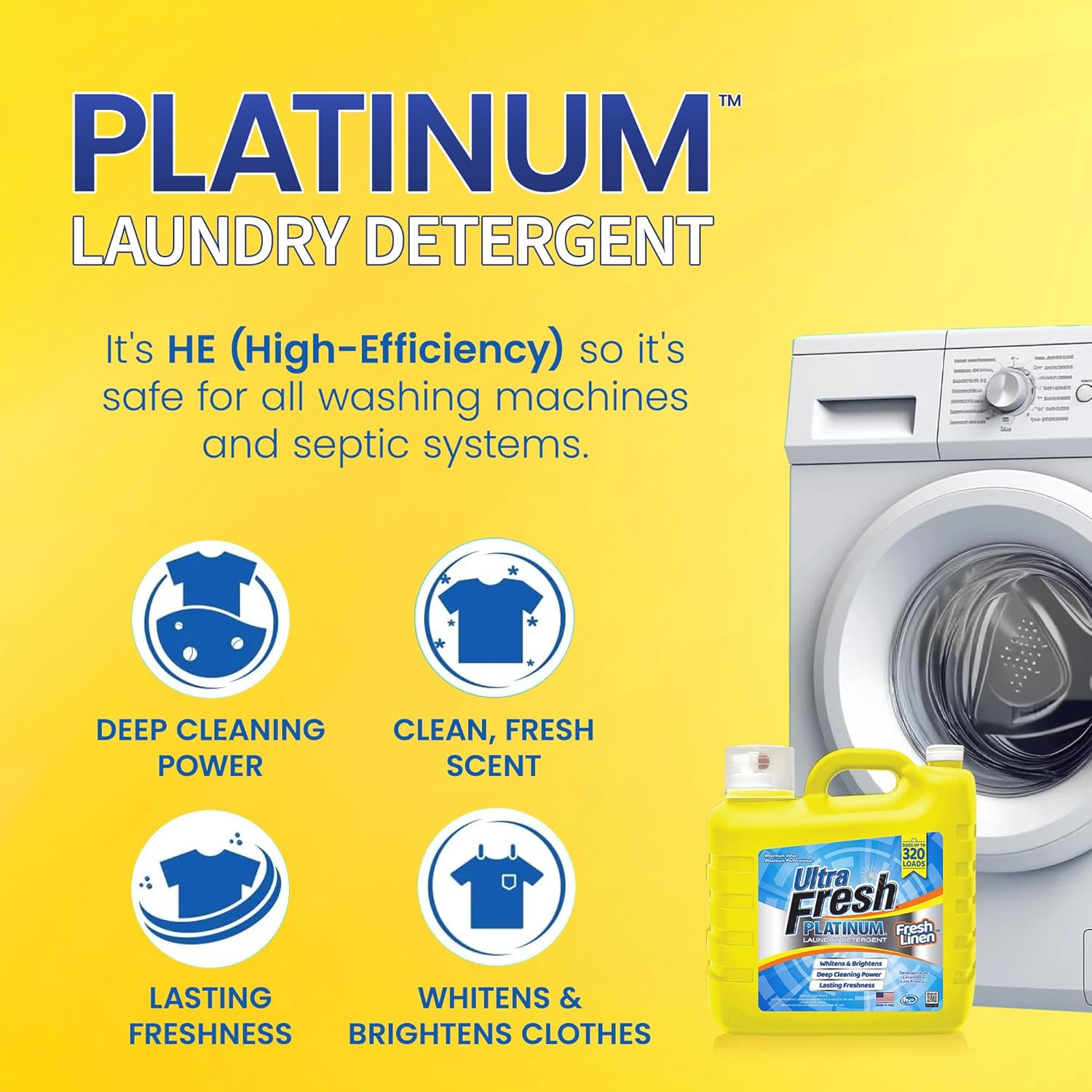 Ultra Fresh 2 Pack Platinum Liquid Laundry Detergent up to 320 Loads, Fresh Linen - Deep Cleaning