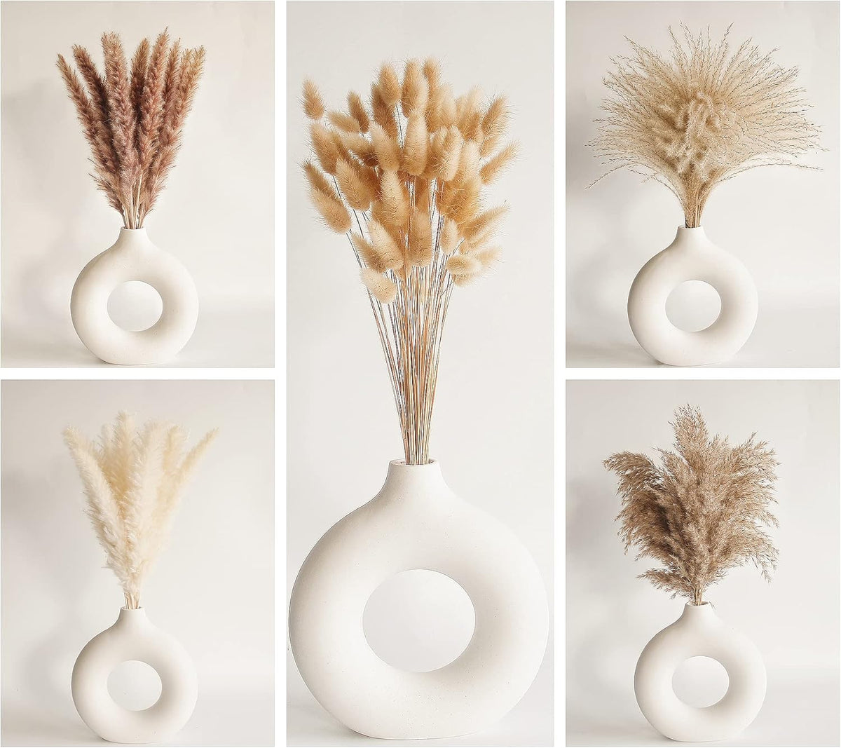 Natural Dried Pampas Grass Decor, 110 PCS Pampas Grass Contains White Bunny Tails Dried Flowers