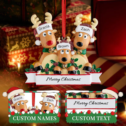 Personalized Christmas Ornaments 2025, Custom Reindeer Family Ornaments for Trees with Names
