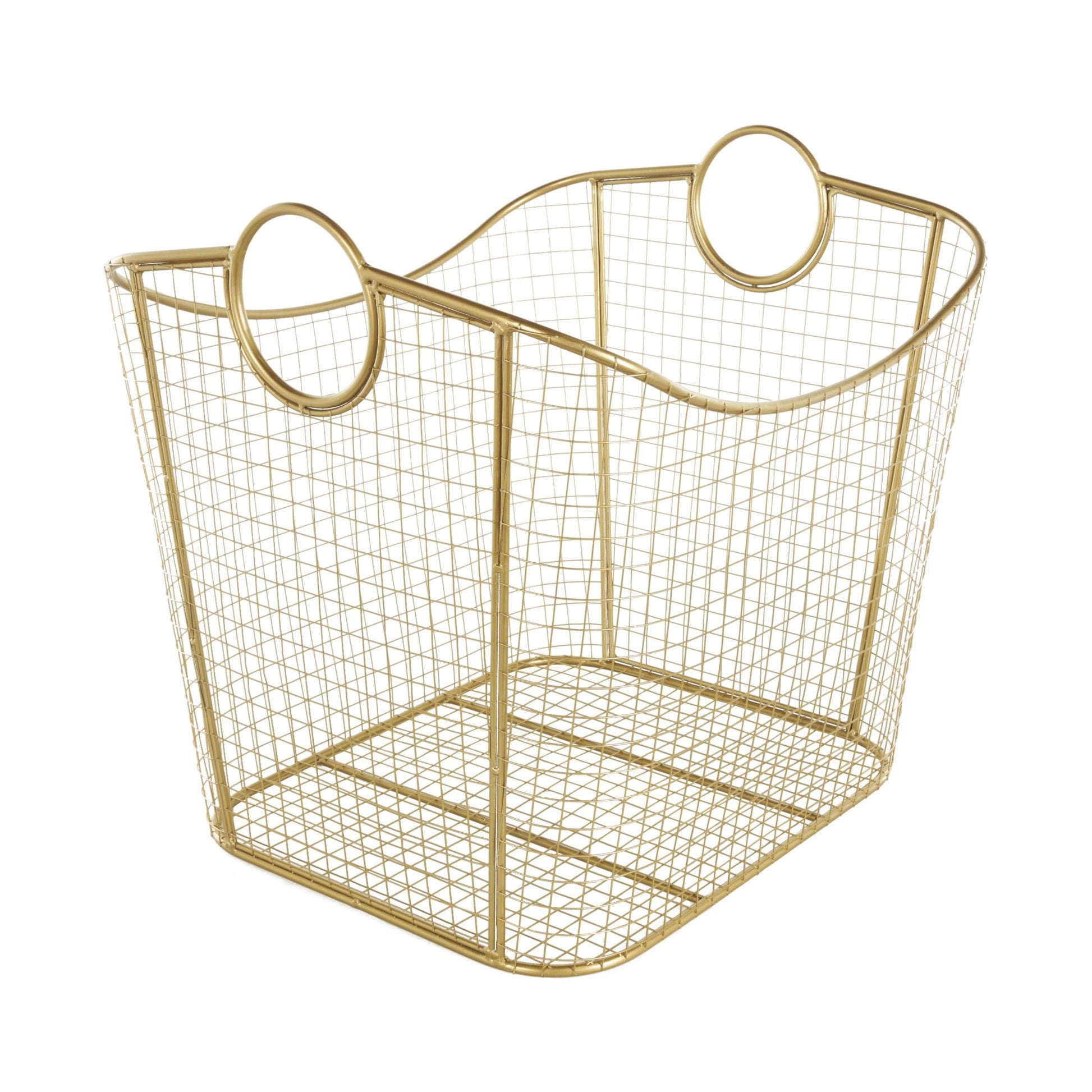Deco 79 Metal Storage Basket, Basket 20" x 18" x 19", Gold