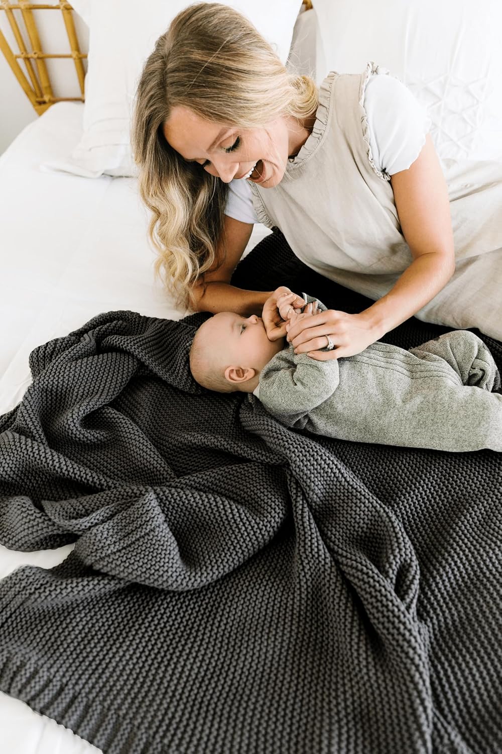 MakeMake Organics Organic Throw Blanket GOTS Certified Organic Cotton Blanket Knit Couch Bed Fall