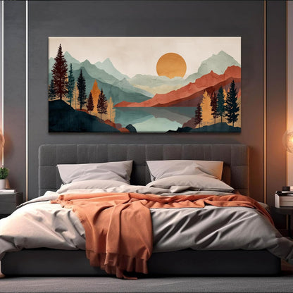 Tsomzxng Mountain Abstract Boho Wall Art For Living Room Modern Canvas Art Wall Decor Colorful Wall