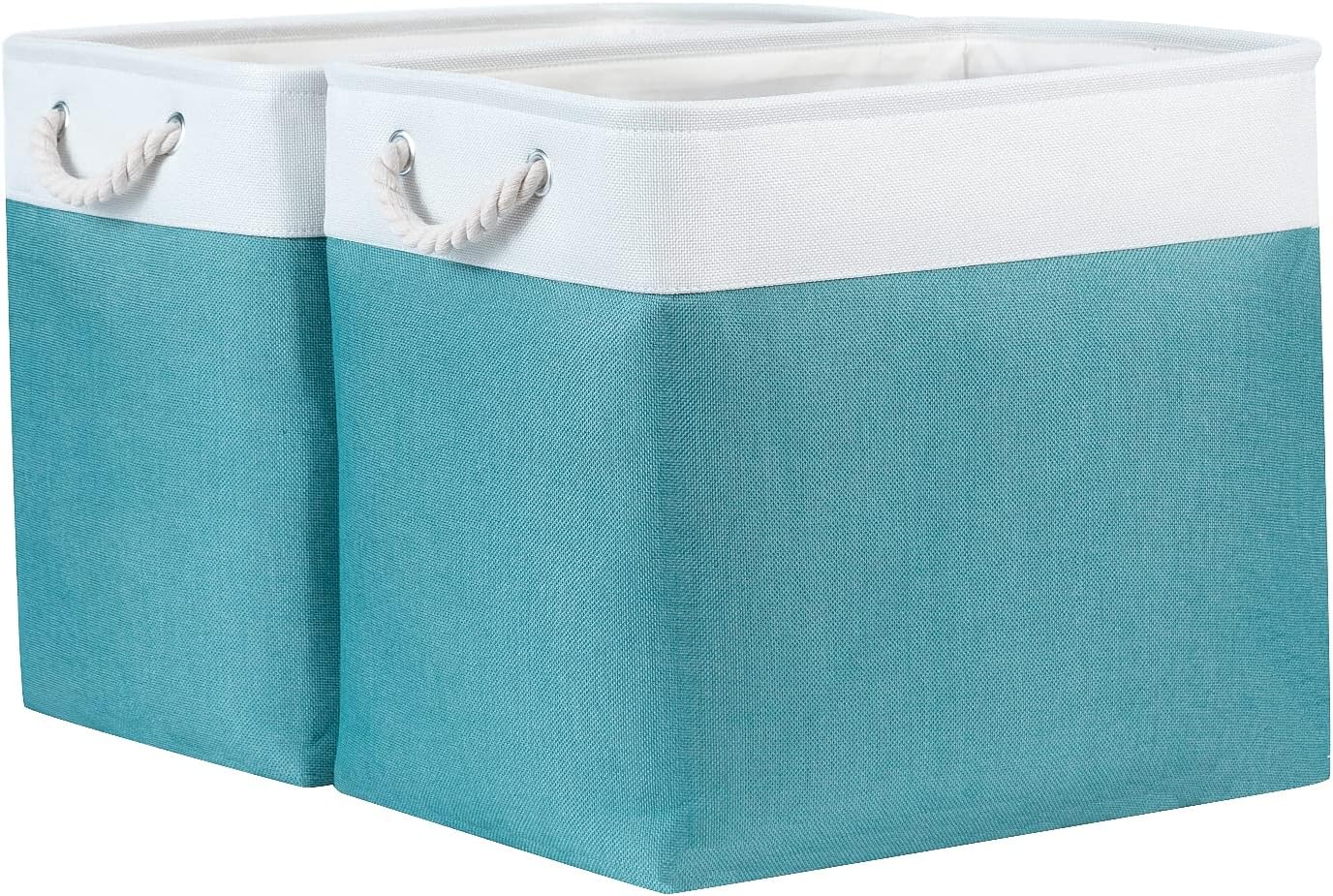 Bidtakay Storage Baskets Extra Large 17x12x15 In Teal Blue Nursery Toy Baskets Fabric Long Shelf