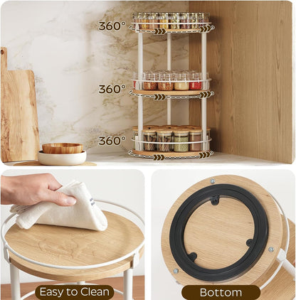 3-Tier Lazy Susan Organizer, Rotating Spice Rack, Spinning Organizer, Industrial Turntable Spice