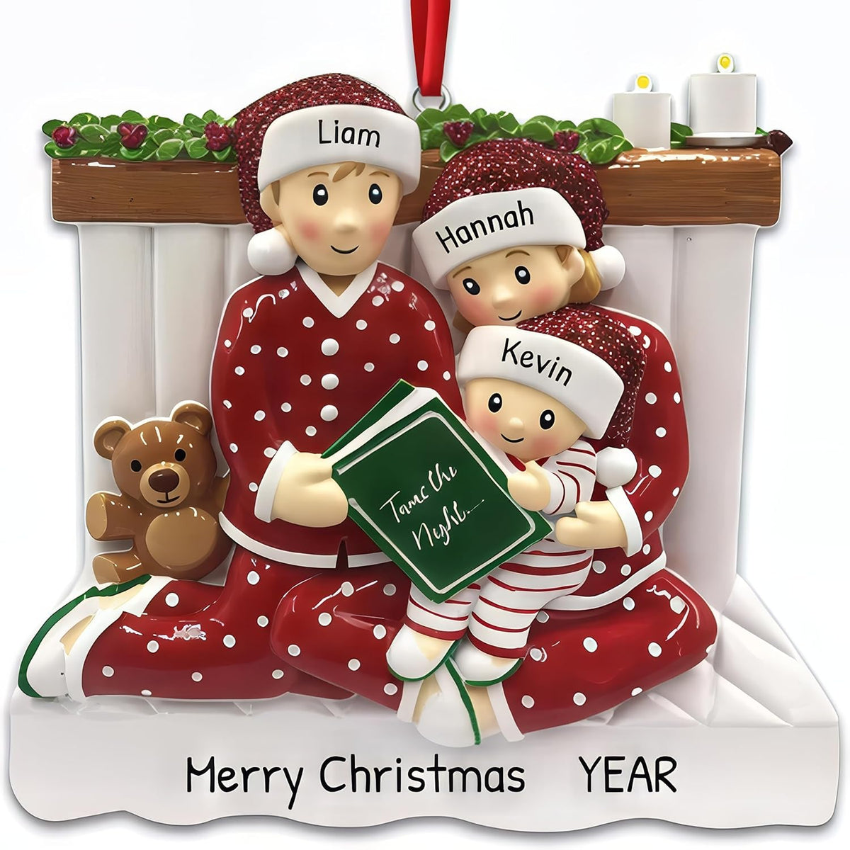 Fireplace Family of 3 Christmas Ornament 2025 Personalized Family Christmas Ornaments 2025 |