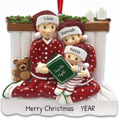 Fireplace Family of 3 Christmas Ornament 2025 Personalized Family Christmas Ornaments 2025 |