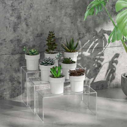 Acrylic Display Risers 6pcs, Clear Rectangular Display Organizer Stands, Acrylic Display for Funko