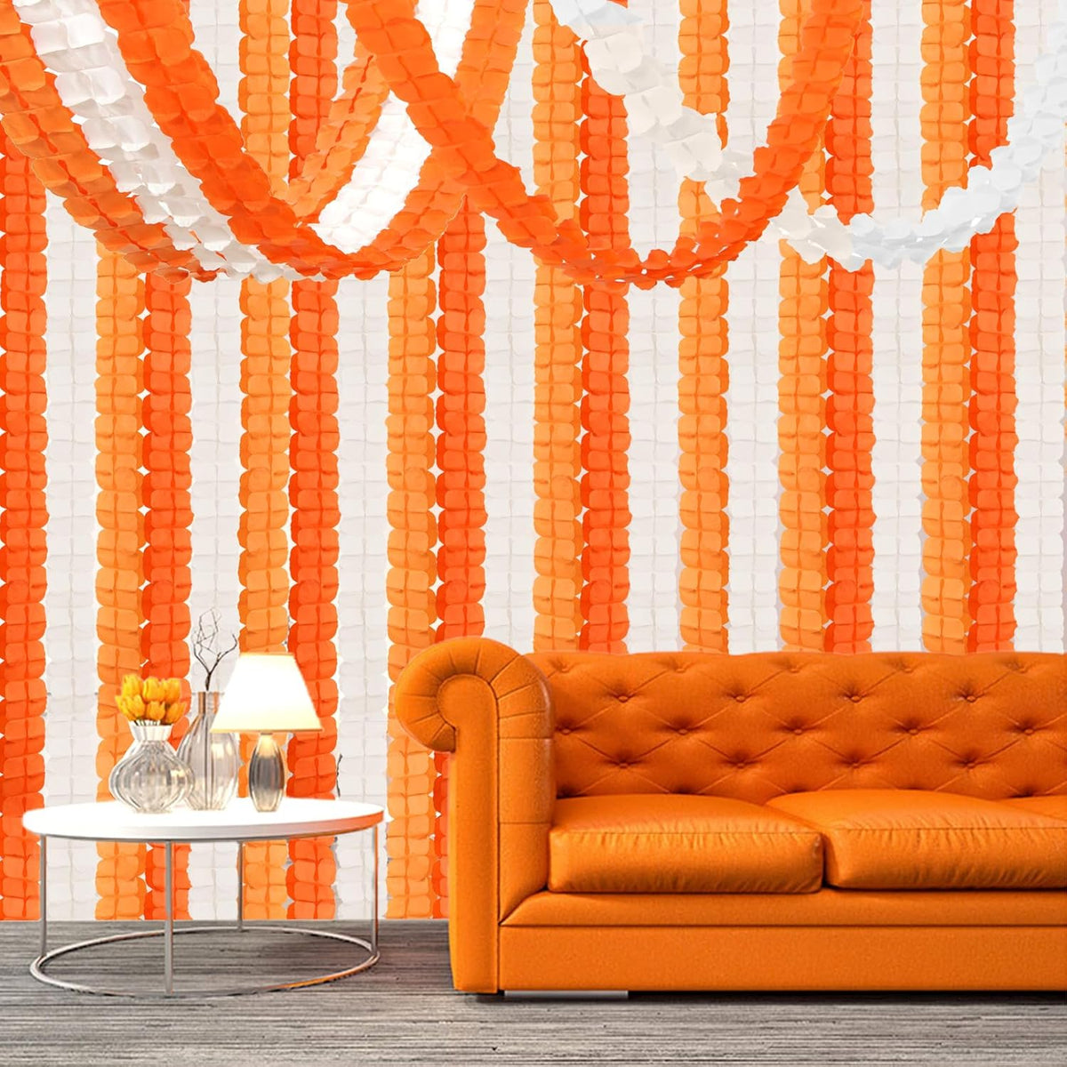 Orange Beige Fall Baby-Shower Party-Decorations Streamers Garland - 157Ft Four-Leaf Clover Autumn