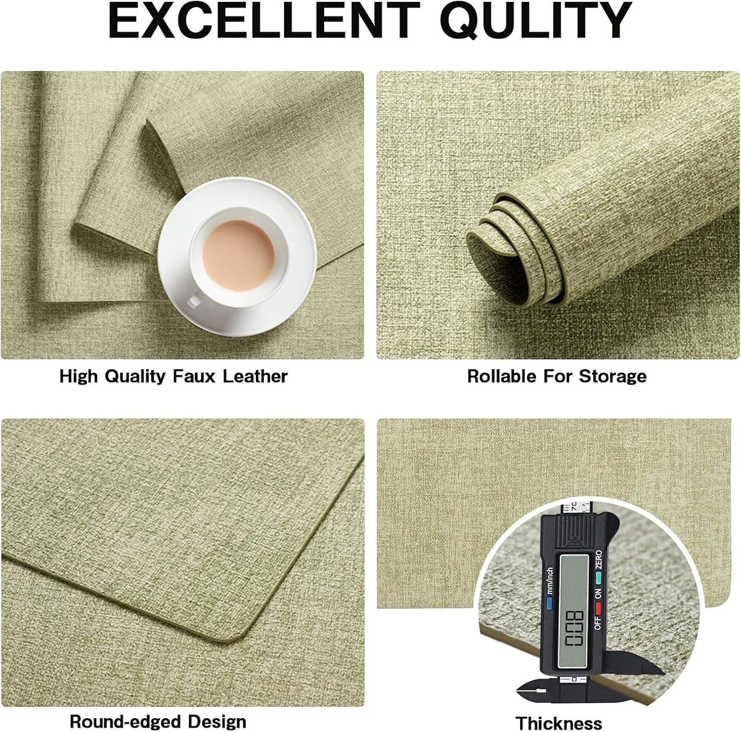 Chrysameld Vinyl Placemats Set of 4 - Faux Leather 100% Waterproof Oil-Proof Wipeable PU Place