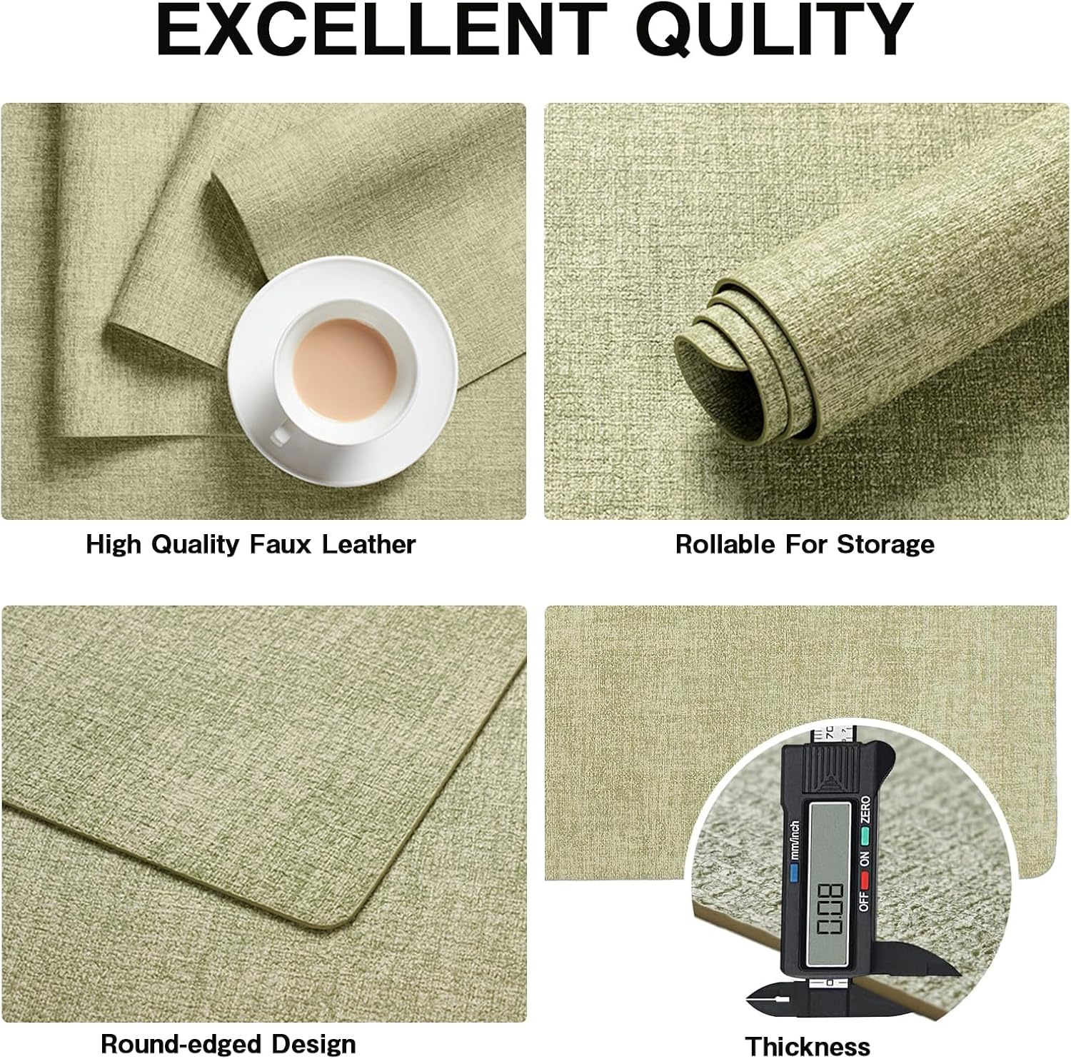 Chrysameld Vinyl Placemats Set of 4 - Faux Leather 100% Waterproof Oil-Proof Wipeable PU Place