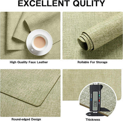 Chrysameld Vinyl Placemats Set of 4 - Faux Leather 100% Waterproof Oil-Proof Wipeable PU Place