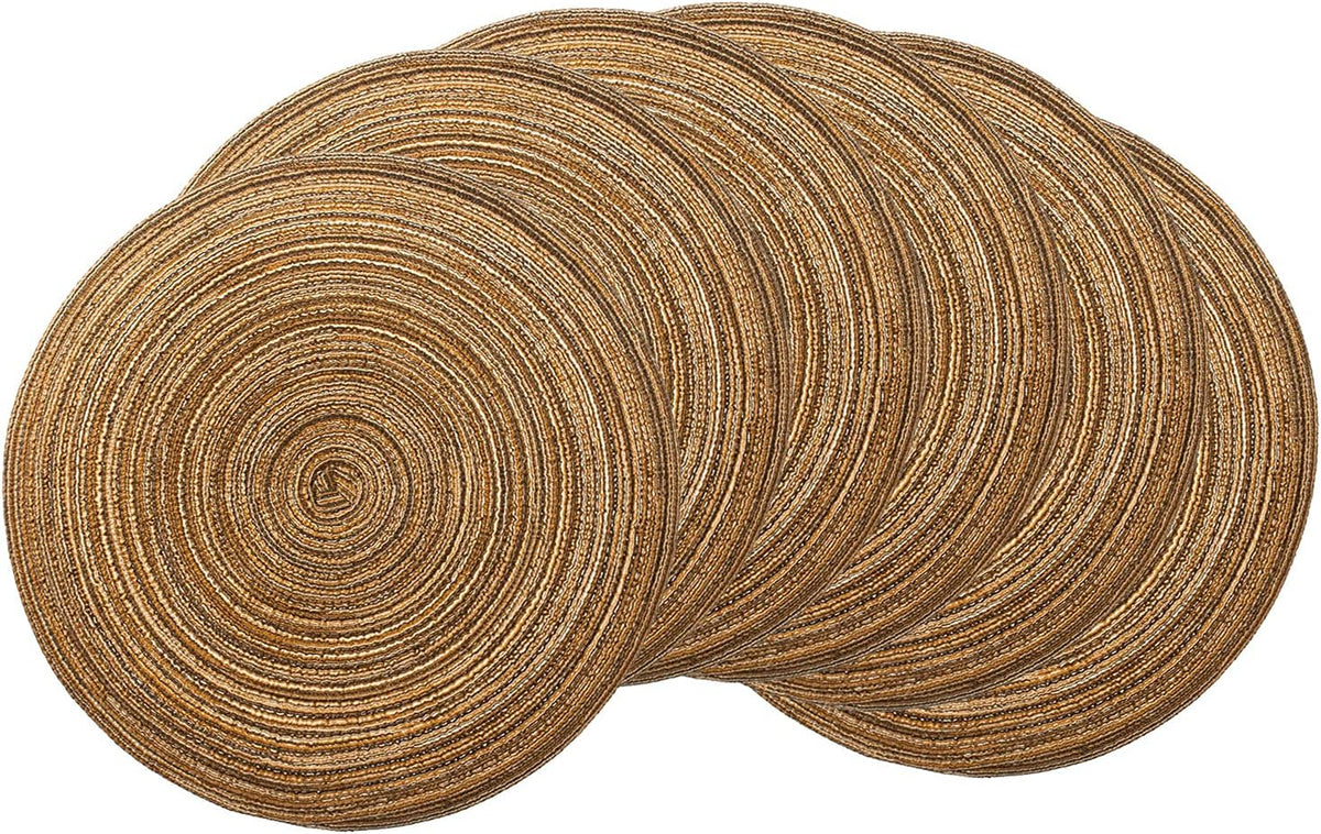 AHHFSMEI Round Braided Placemats Set of 6 Round Table Mats for Dining Tables Natural Woven Heat