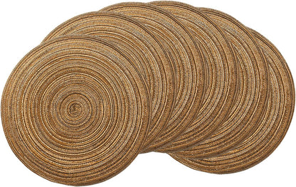 AHHFSMEI Round Braided Placemats Set of 6 Round Table Mats for Dining Tables Natural Woven Heat