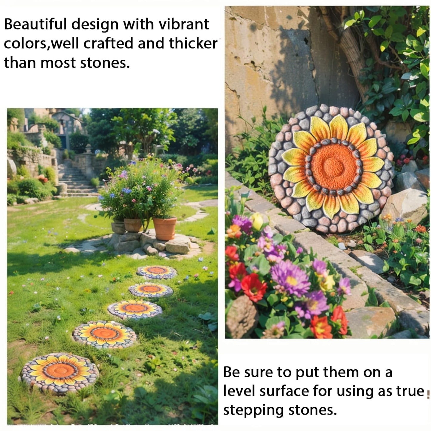 Sunflower Stepping Stones Outdoor Garden - Pavers for Outside Walkway Garden Stones Garden Stepping