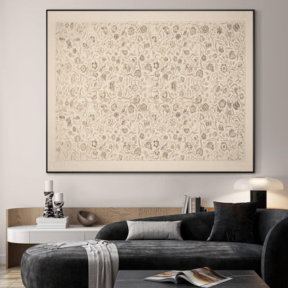 SIGNWIN 46"x60" Extra Large Framed Wall Art Vintage Botanical Sketch with Detailed Floral Pattern