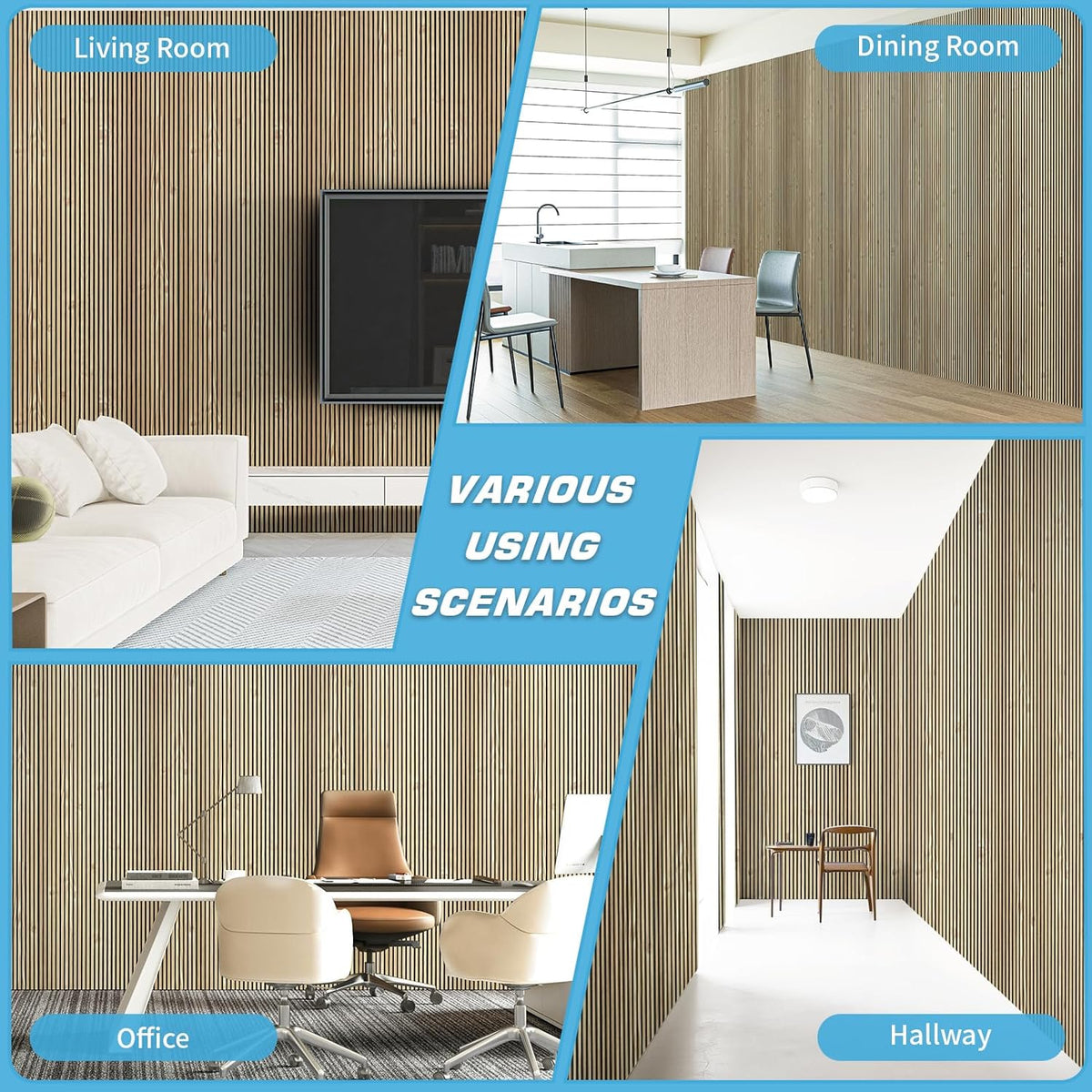 Art3d 4-Pack Glue-On Fine Bar Wainscoting Panel for Interior Wall Decor - 104 x 12 Inch Polystyrene
