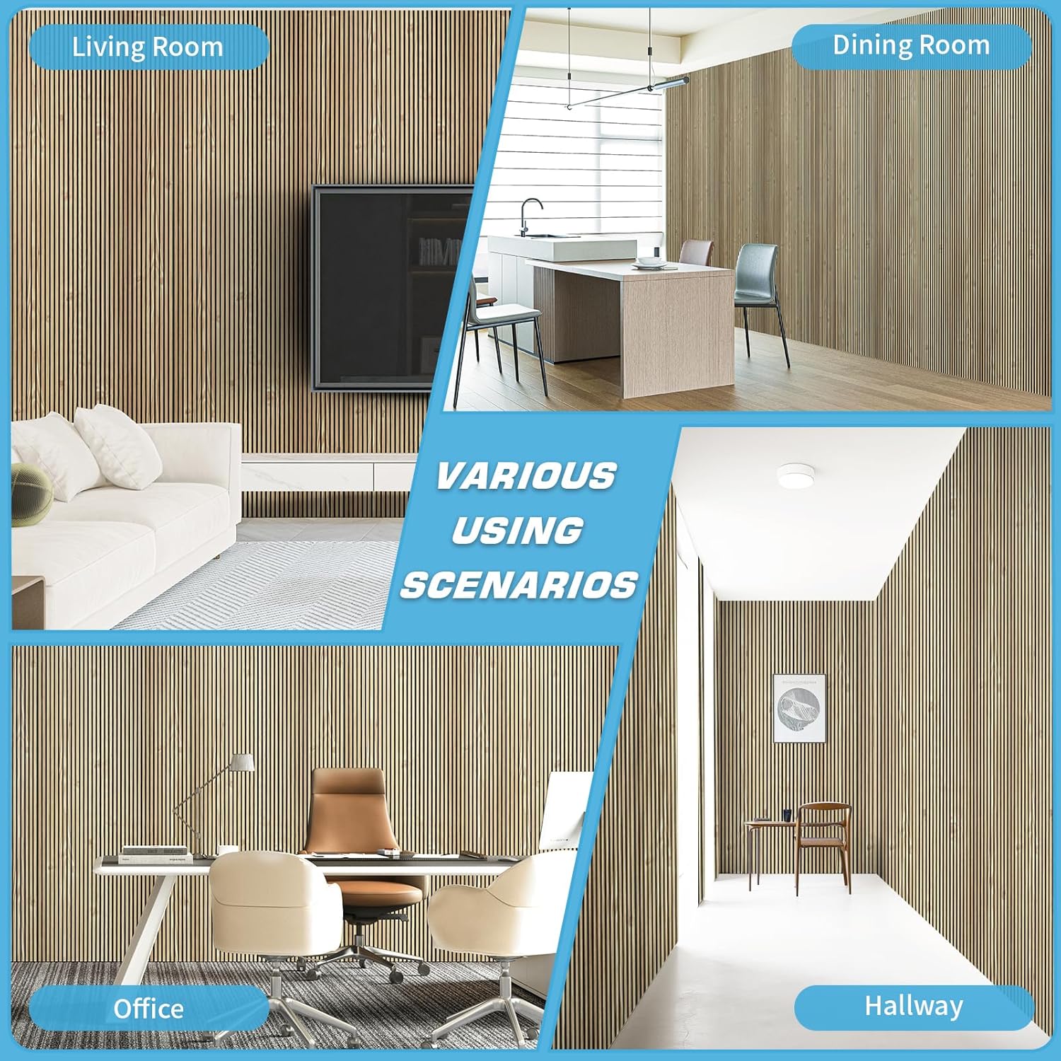 Art3d 4-Pack Glue-On Fine Bar Wainscoting Panel for Interior Wall Decor - 104 x 12 Inch Polystyrene