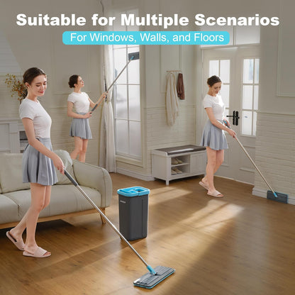 JOYMOOP Mop and Bucket Set with Wringer, with 3 Reusable Microfiber Mop Pads, Mops for Floor