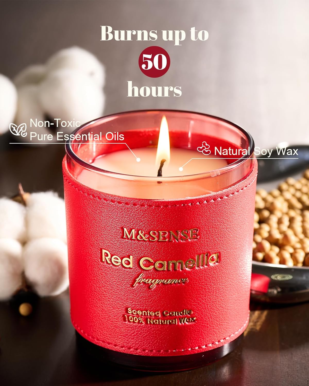 M&SENSE Citrus Floral Scented Soy Candles, Naturally Scented Vegan Soy Candle, 10oz 42-Hour Long