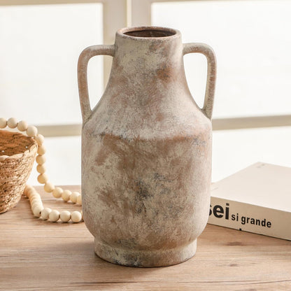 Mitt&Ditt Ceramic Flower Vase with Handles, 11 inch Tall Vase for Centerpieces, Large Decorative