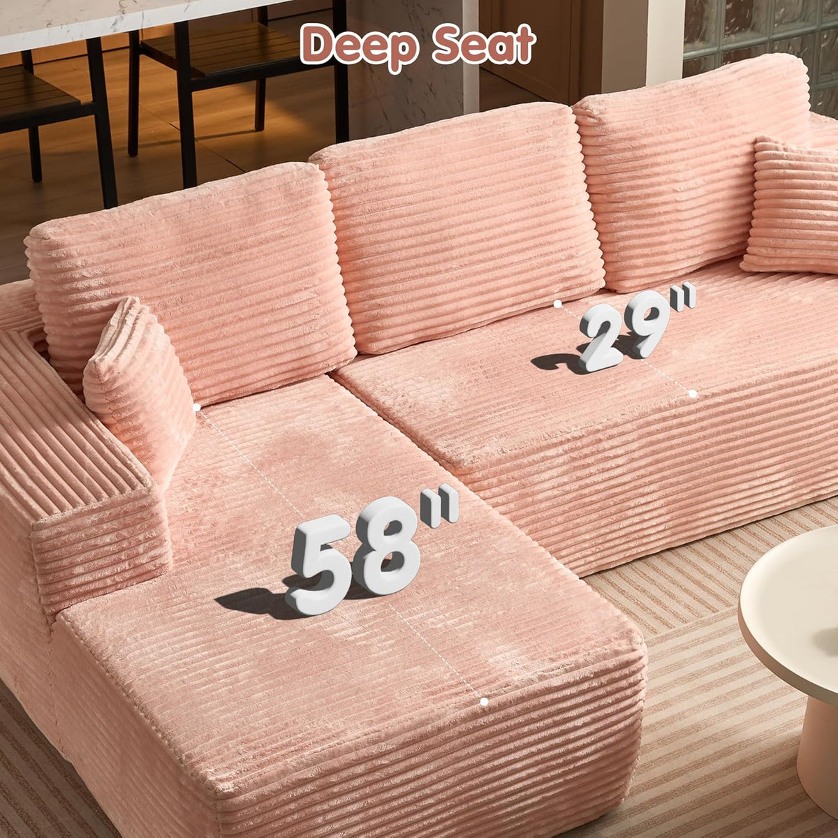 ovios 104" Cloud Sectional Couch with L-Shape Chaise,Modern Modular Sofa with Deep Seat