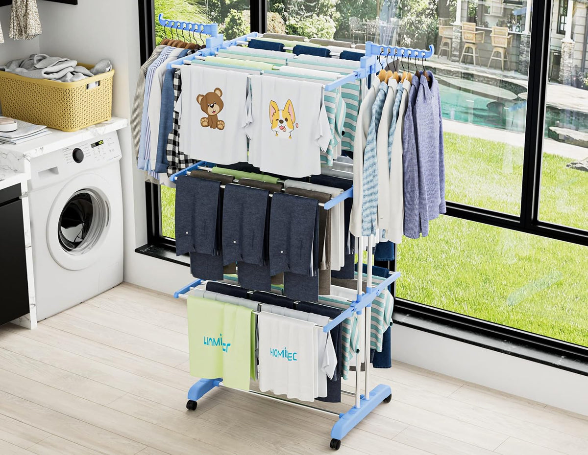 HOMIDEC Clothes Drying Rack, Large 4-Tier Foldable Drying Rack Clothing(67.7H x 19.7W x 30L