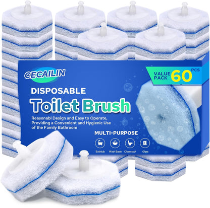 Cecailin® 60pcs Disposable Toilet Brush. Bathroom Cleaning. Disposable Bowl Cleaners Compatible