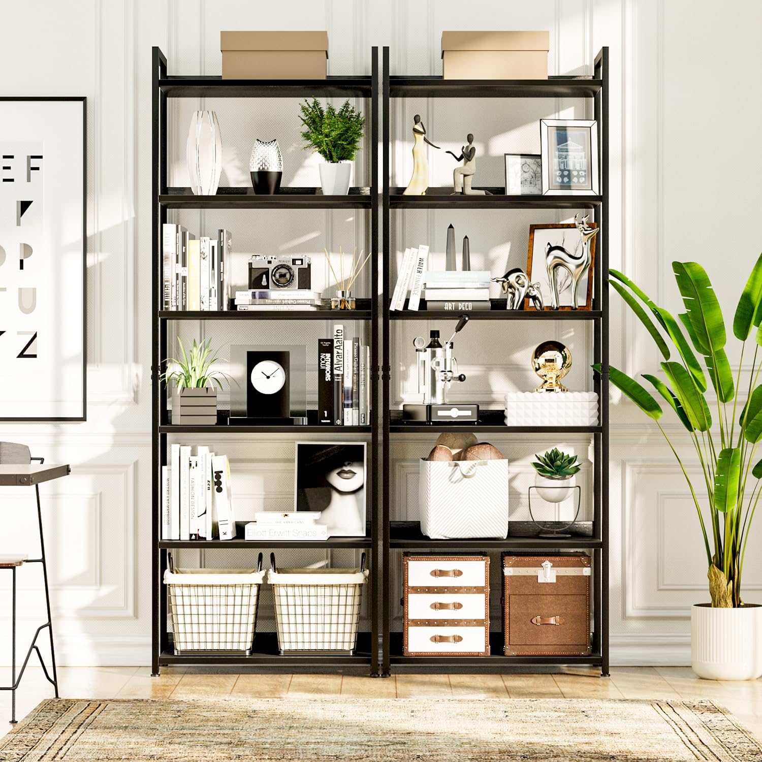 NUMENN Bookshelf, 6 Tier Bookshelves, Home Office Bookcase Shelf Storage Organizer, Free Standing