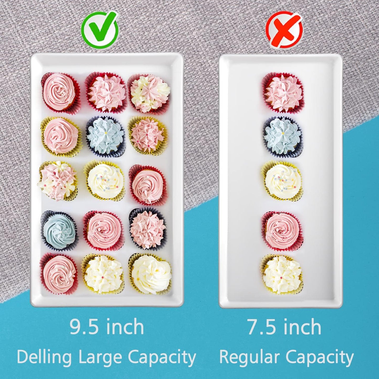 Delling Large Serving Platter, 16" x 9.5" Large Serving Tray, White Rectangular Porcelain Platters