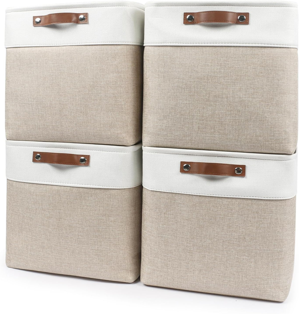 13x13 Cube Storage Bins, Collapsible Fabric Storage Box, 4 Pack Closet Baskets with Handles for