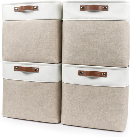 13x13 Cube Storage Bins, Collapsible Fabric Storage Box, 4 Pack Closet Baskets with Handles for