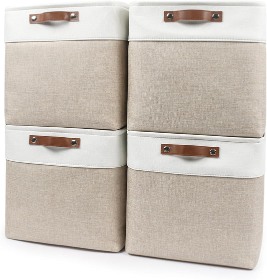 13x13 Cube Storage Bins, Collapsible Fabric Storage Box, 4 Pack Closet Baskets with Handles for