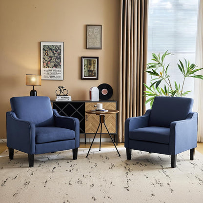 VINGLI Modern Accent Chairs Set of 2, Blue Living Room Chairs Comfy Armchair for Bedroom