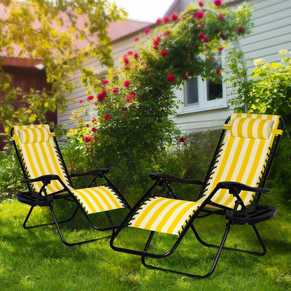 Nazhura Set of 2 Relaxing Recliners Patio Chairs Adjustable Steel Mesh Zero Gravity Lounge Chair