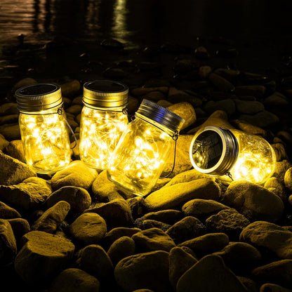 GIGALUMI Solar Mason Jar Lights, 8 Pack 30 Led String Fairy Lights Garden Lights Outdoor Waterproof