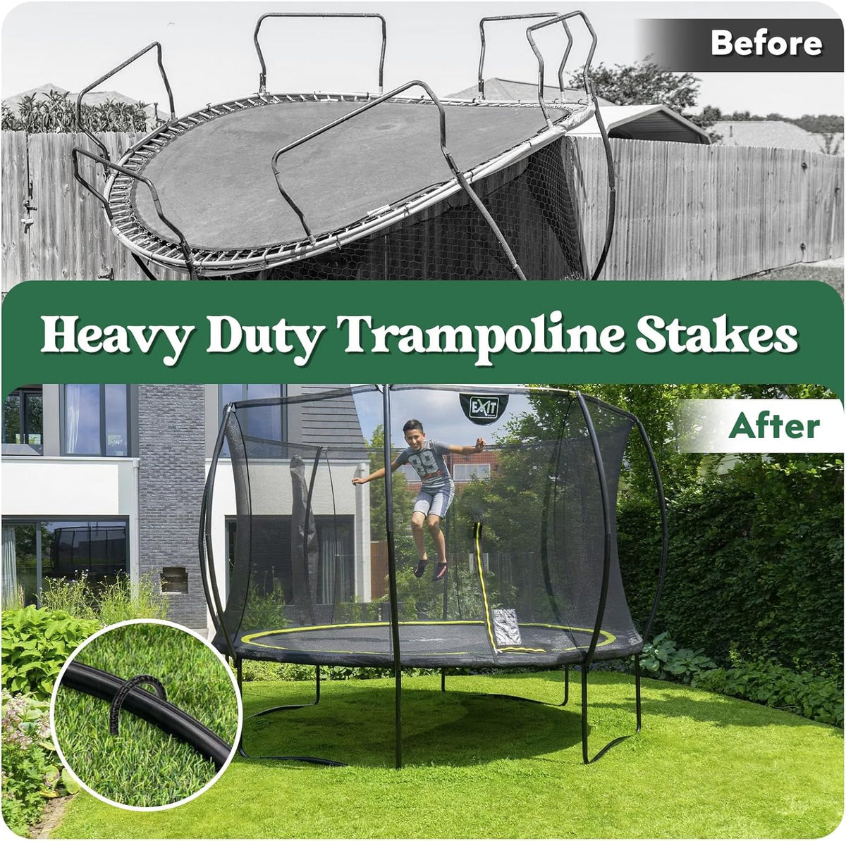 12 inches 12-Pack Trampoline Stakes Anchors High Wind Stake Heavy Duty U Hooks for Ground Lawn