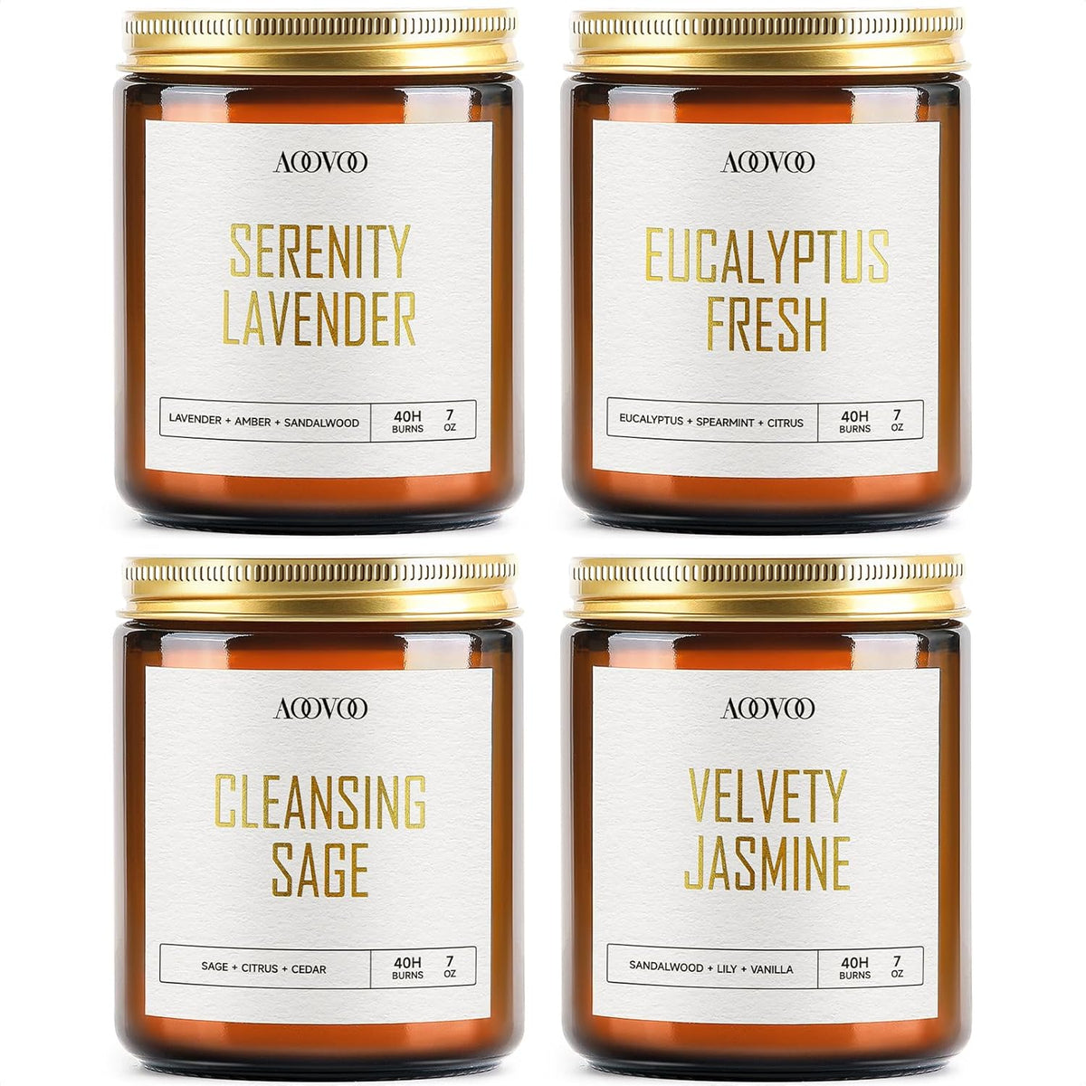 AOOVOO Candle Set - 4PC Scented Candles, 28 oz Soy Candles, Soy Candle for Home Scented