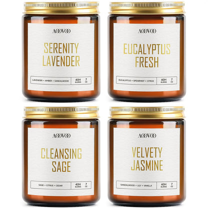 AOOVOO Candle Set - 4PC Scented Candles, 28 oz Soy Candles, Soy Candle for Home Scented