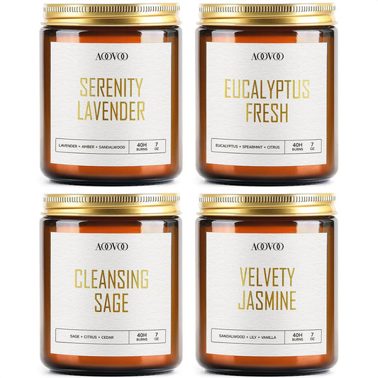 AOOVOO Candle Set - 4PC Scented Candles, 28 oz Soy Candles, Soy Candle for Home Scented