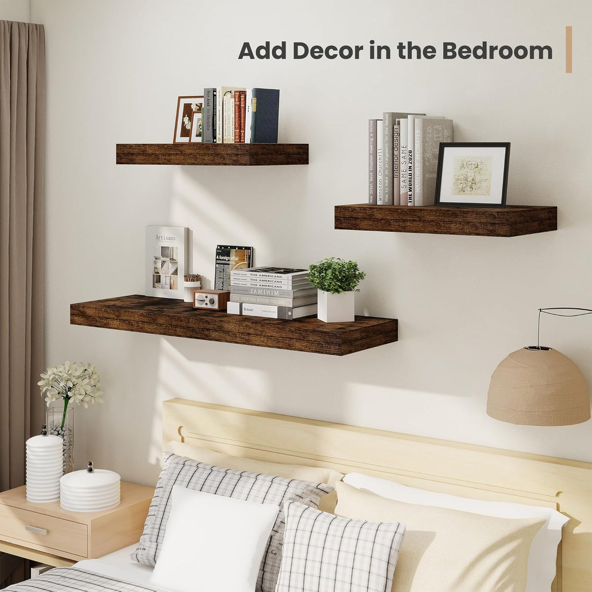 Heimlove 12" Deep Floating Shelves, 36 x 12 Inch Wall Mounted Long Floating Shelf with Invisible