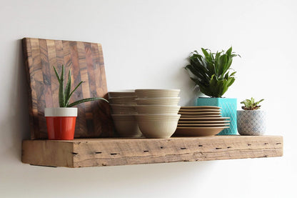 Urban Legacy Reclaimed Barn Beam Deep Shelves | Deep Shelves with Brackets Included, Set of 2 |