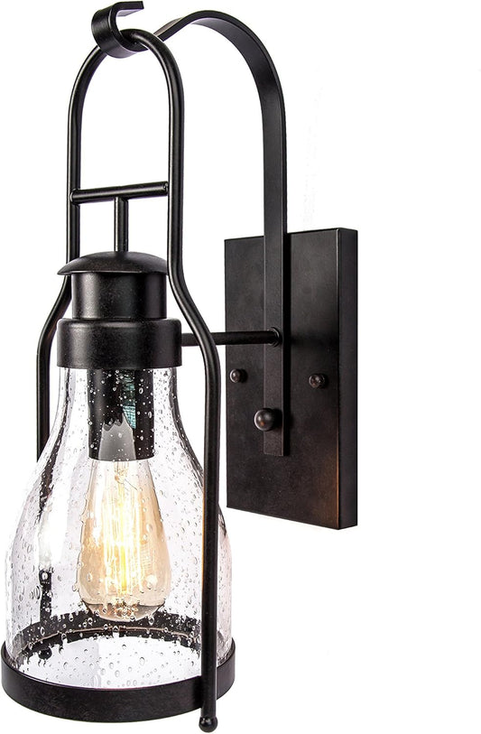 Muskoka Lifestyle Products Rustic Wall Light Lantern with Retro Industrial loft Lantern Look in
