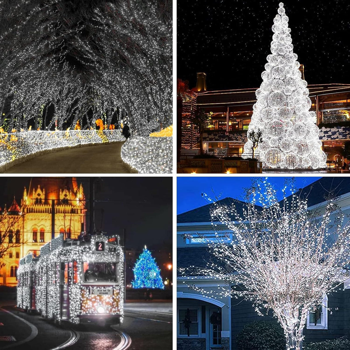 4 Pack Solar String Lights Outdoor, Extra-Long 400LED Solar Fairy Lights Waterproof, Outdoor